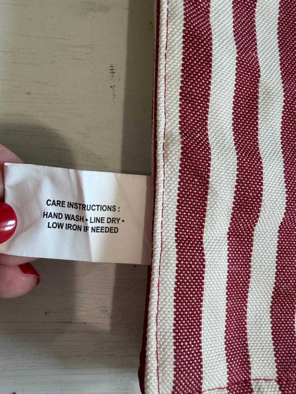 Robert Stanley Home Collection Red & Cream Striped Table Runner - Picture 5 of 5